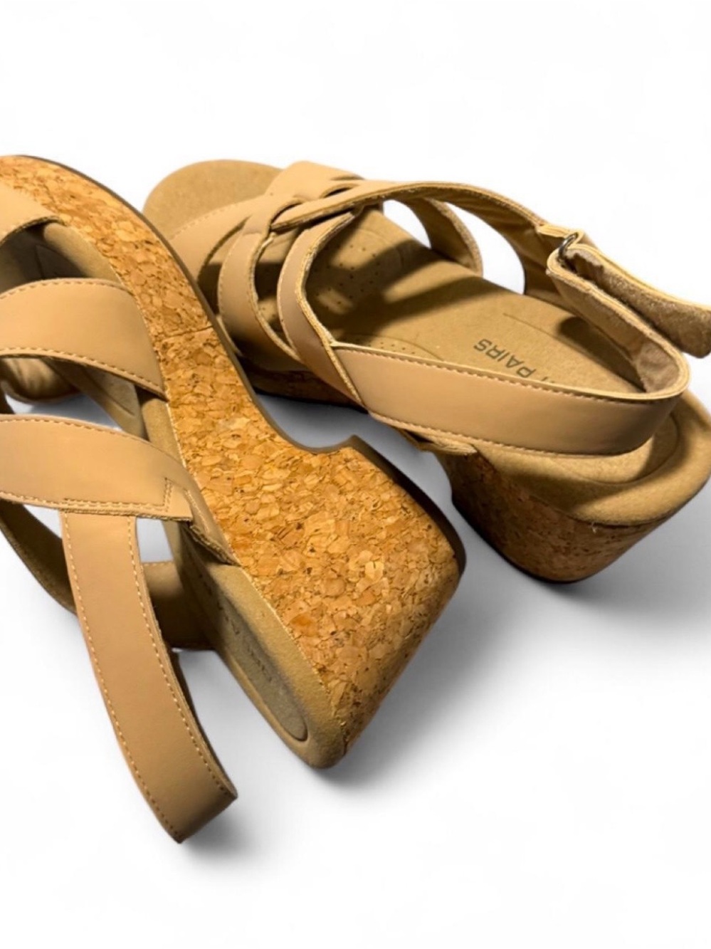 Dream Pairs Beige Cork Platform Wedge Sandals